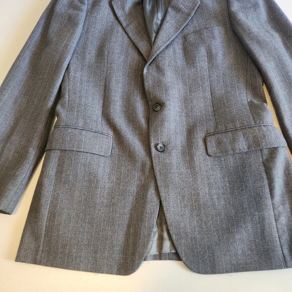 Givenchy Gentleman for Chequers Vintage Blazer Suit Jacket Gray Pinstriped 42R - Picture 3 of 16